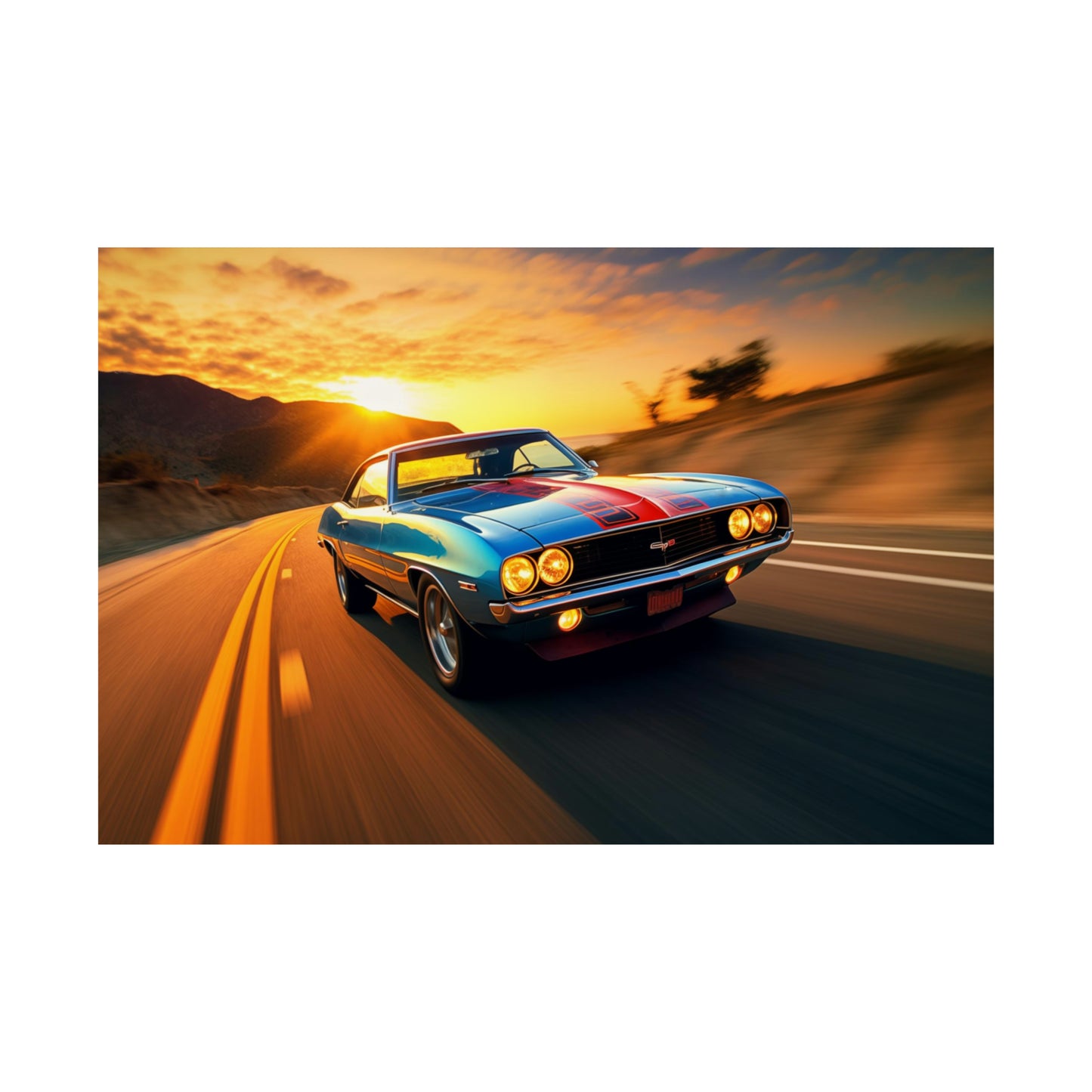 Vintage American Muscle Car Poster Art Print| Customizable