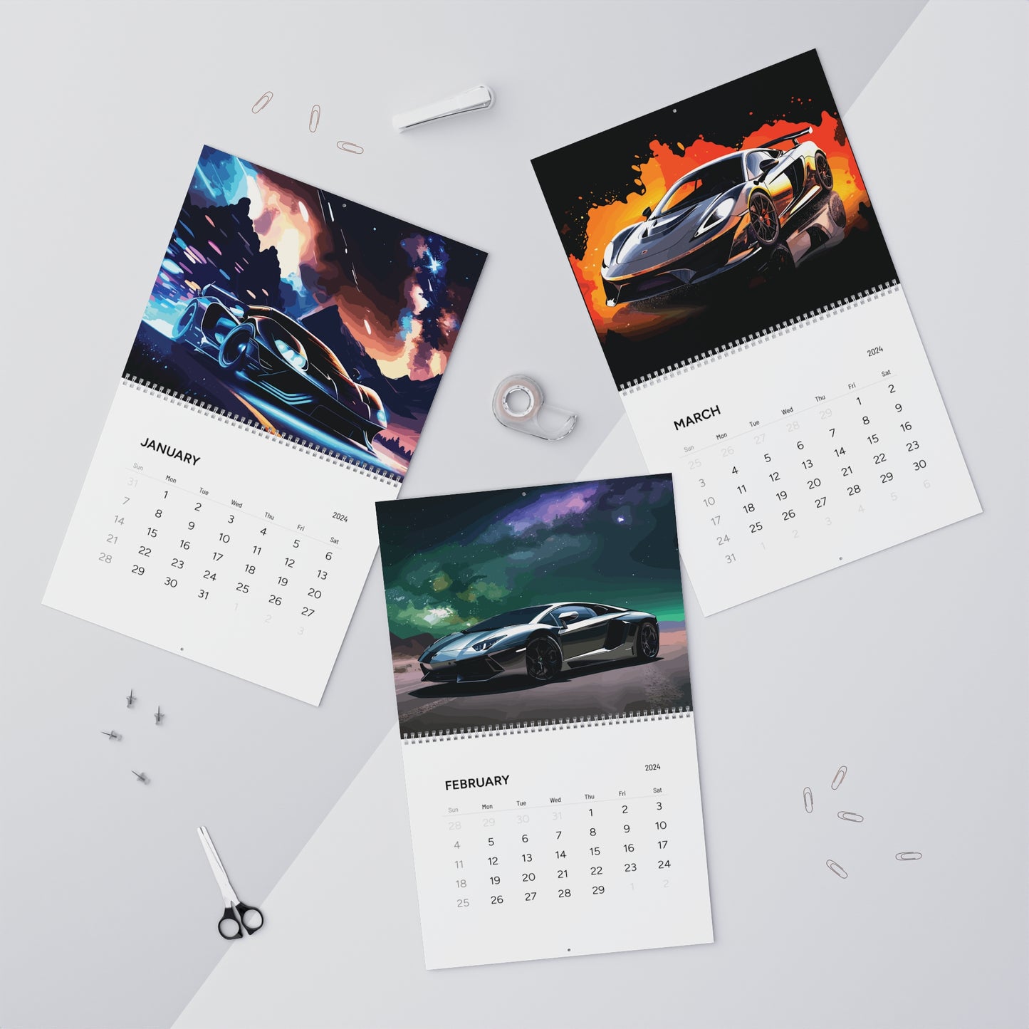 Supercar Sports Car Exotic Luxury Hypercar | Wall Calendar 2024