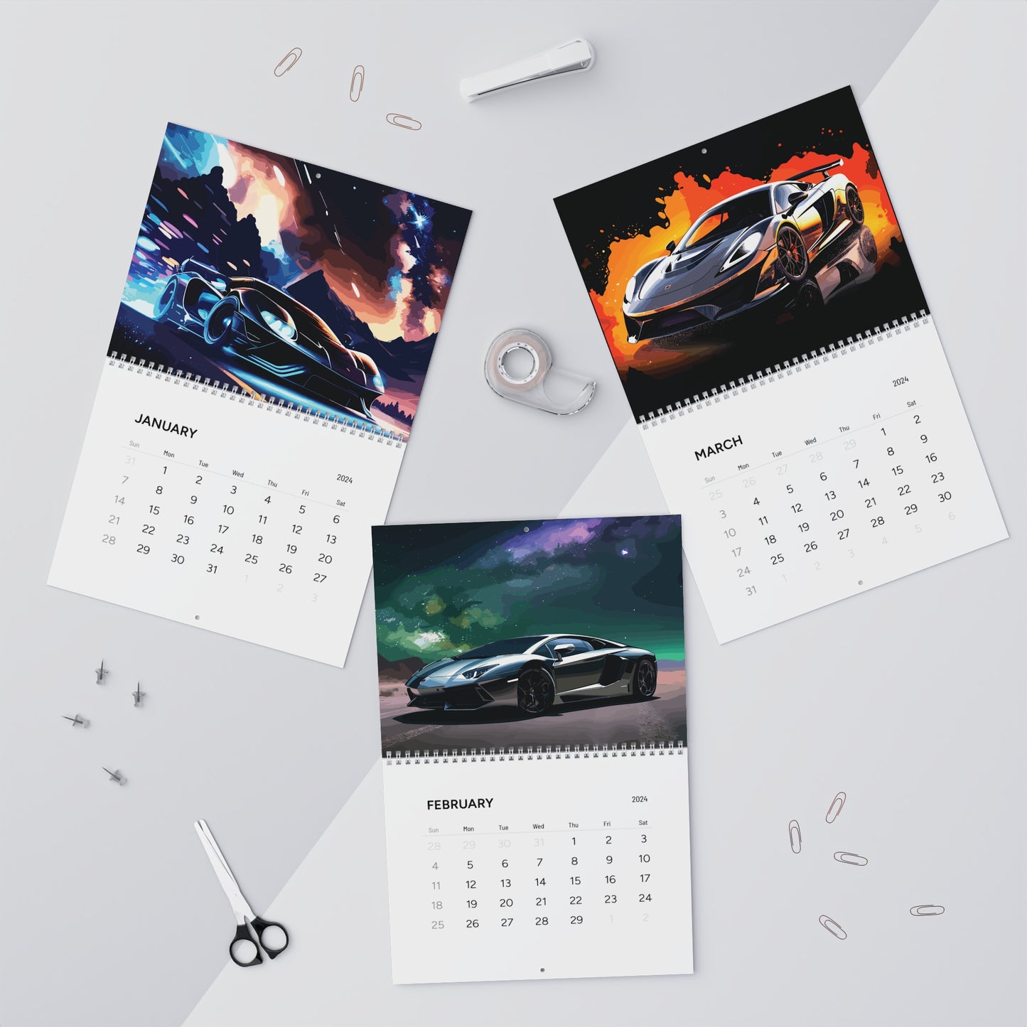 Supercar Sports Car Exotic Luxury Hypercar | Wall Calendar 2024