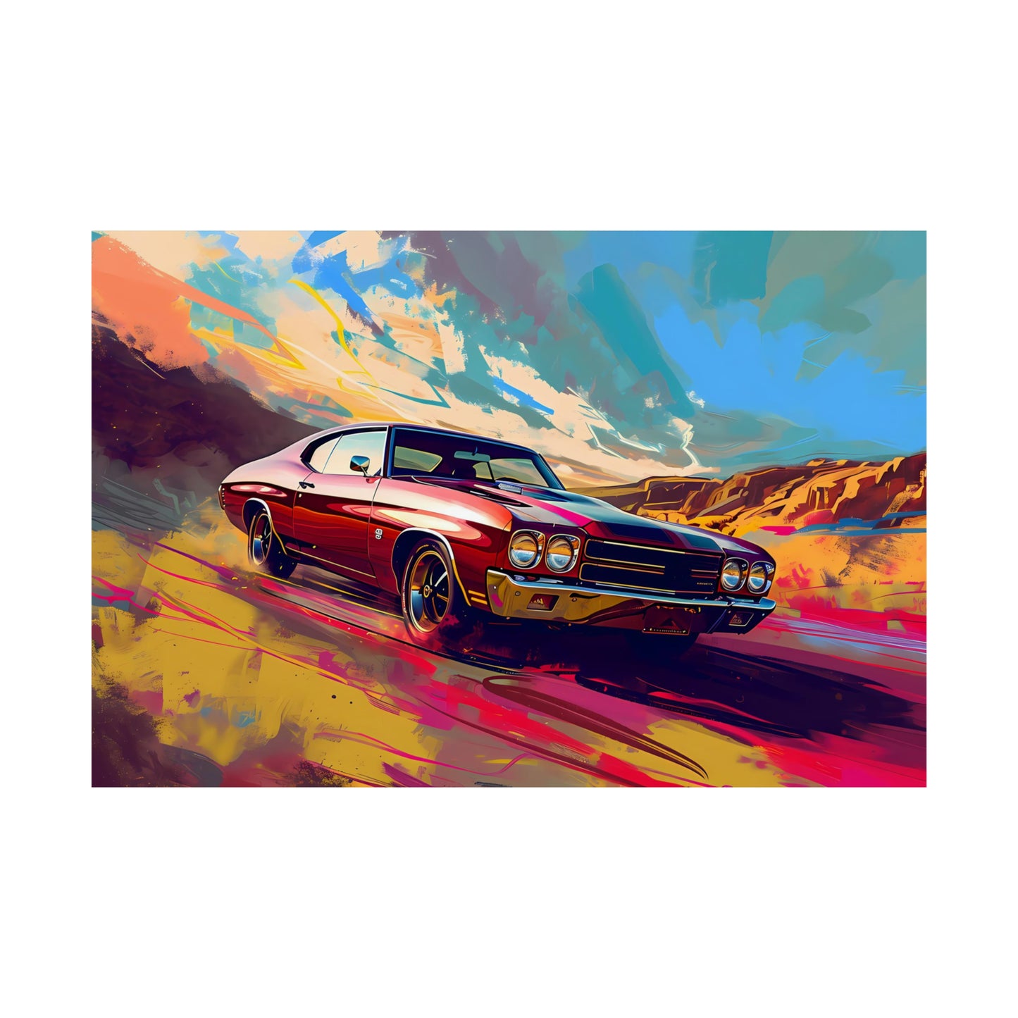 Vintage American Muscle Car Art Print Poster | Unframed