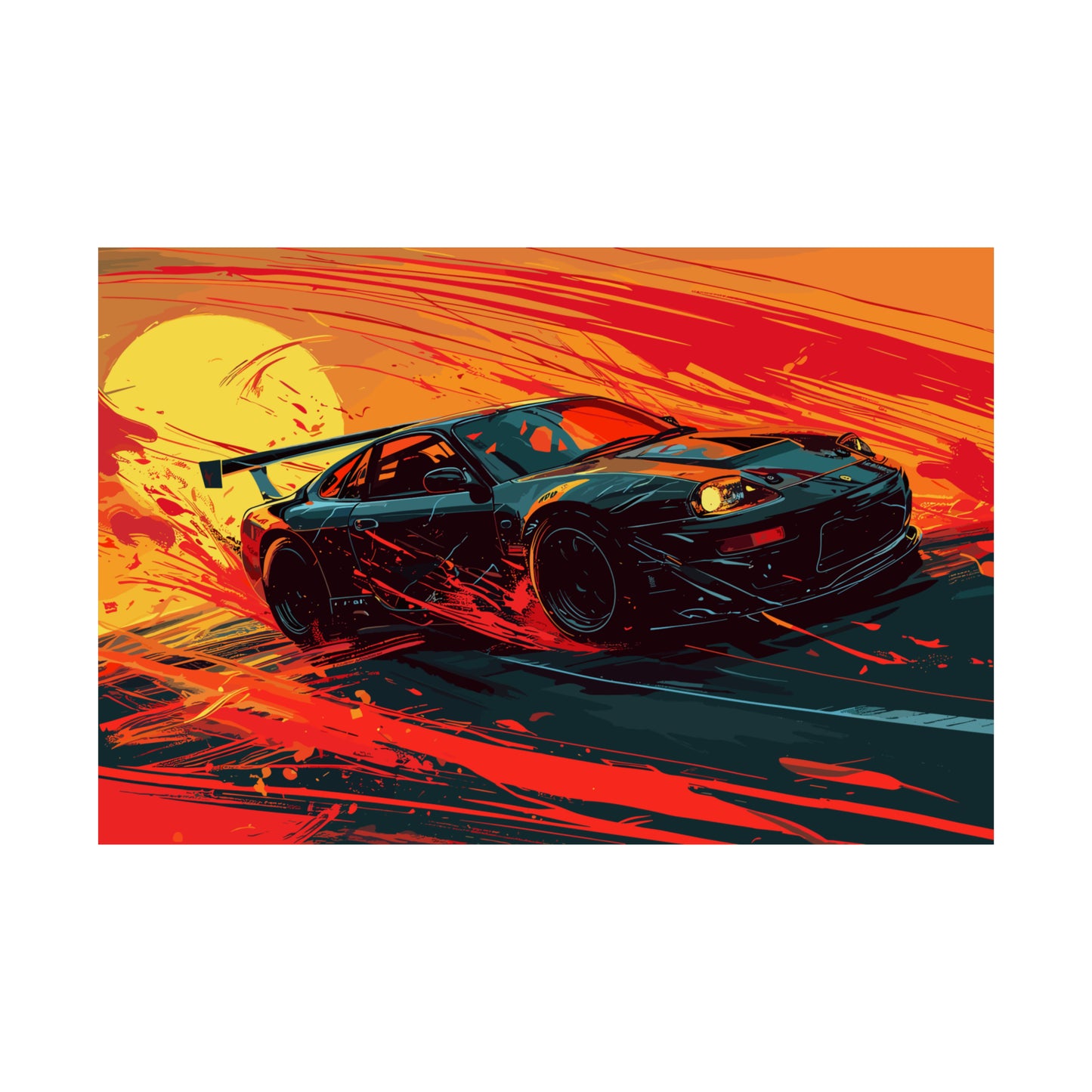 Japanese Drift Car Poster Art Print | Customizable