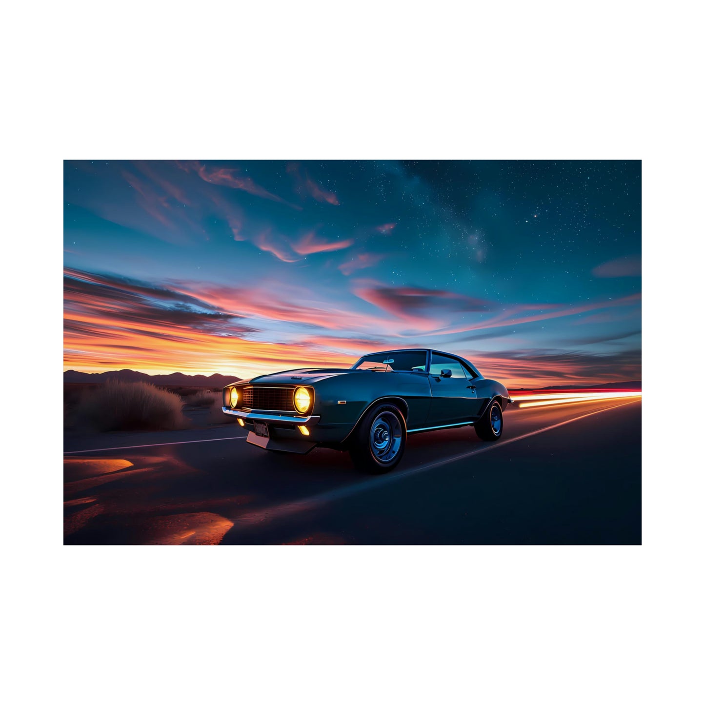 Vintage American Muscle Car Art Print Poster | Unframed