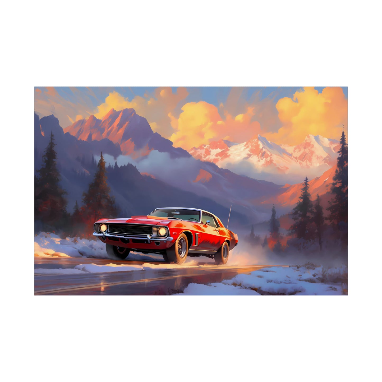 Vintage American Muscle Car Art Print Poster | Unframed