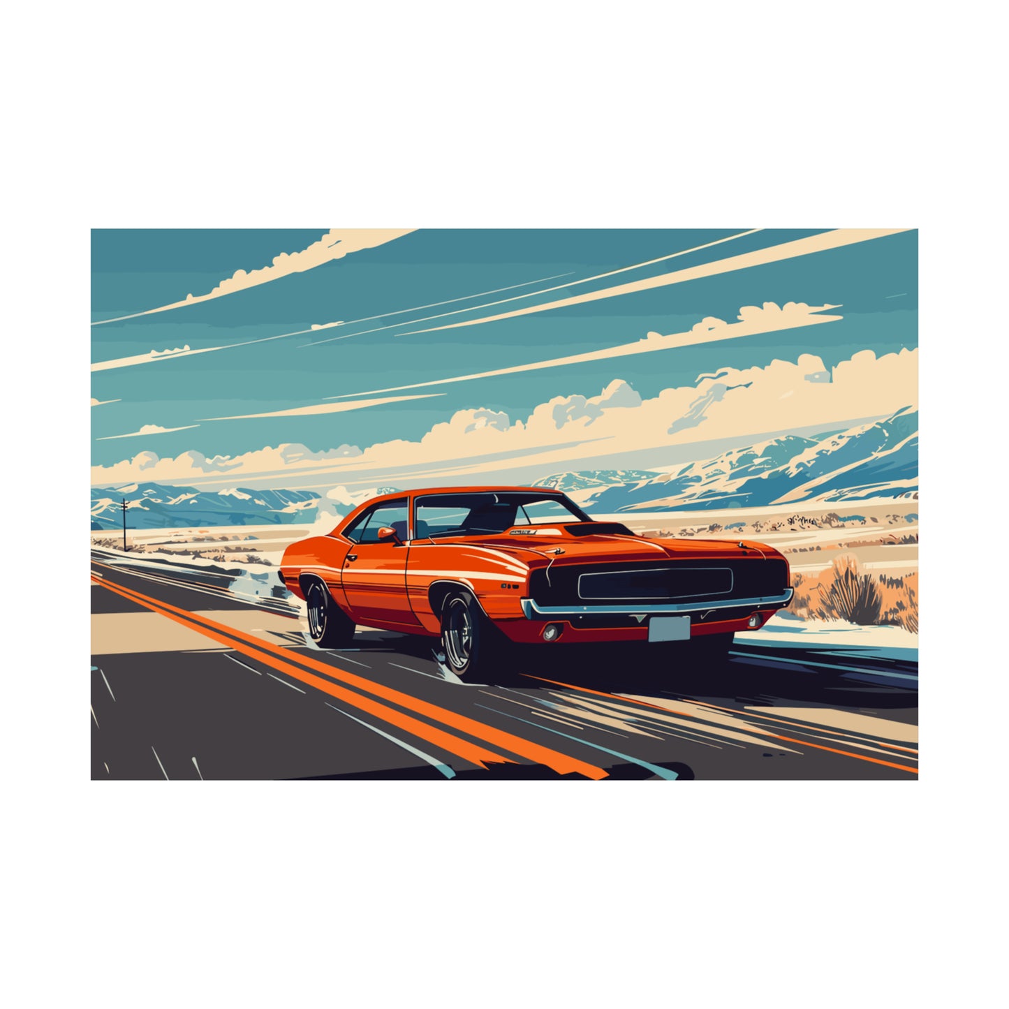 Vintage American Muscle Car Art Print Poster | Unframed