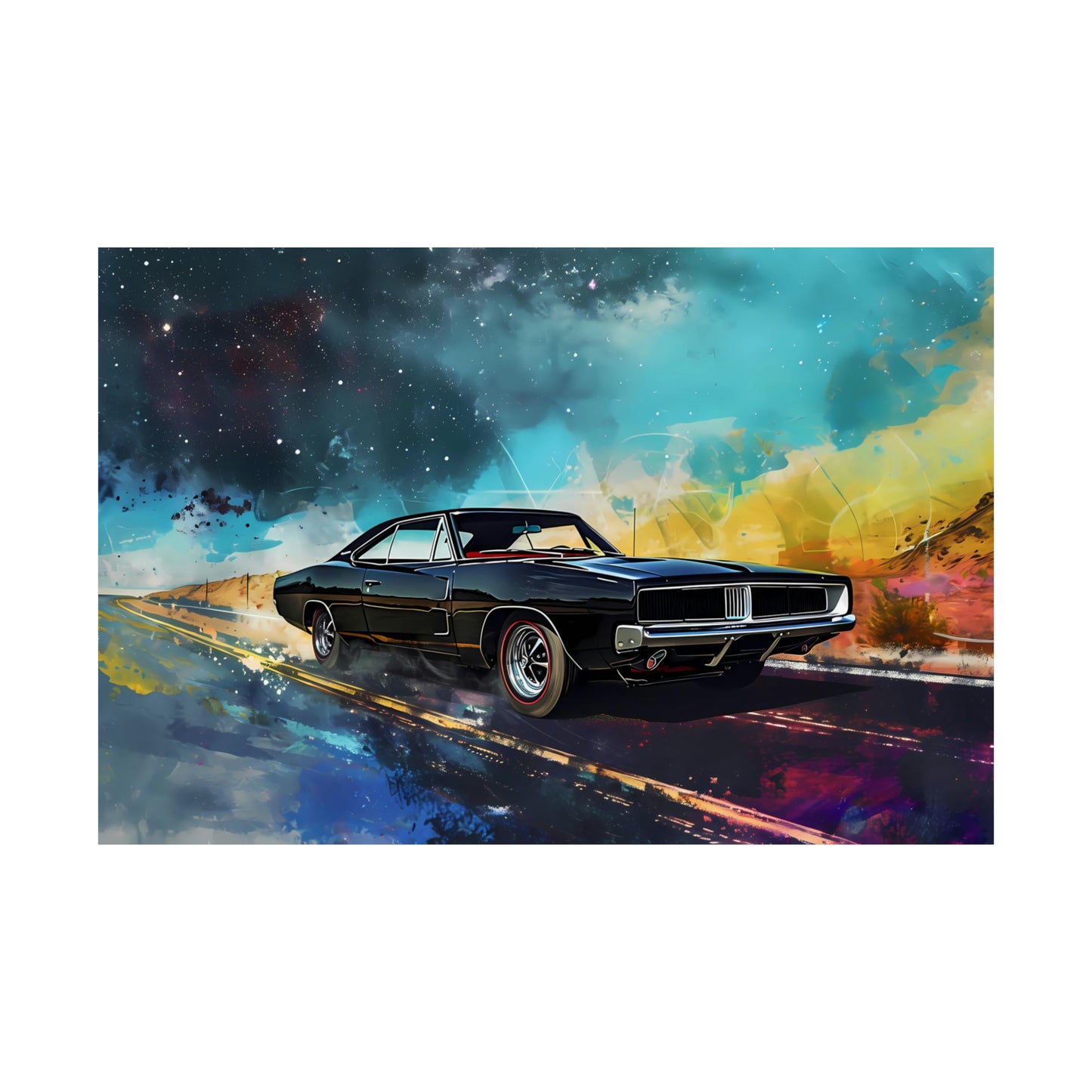 Vintage American Muscle Car Art Print Poster | Unframed