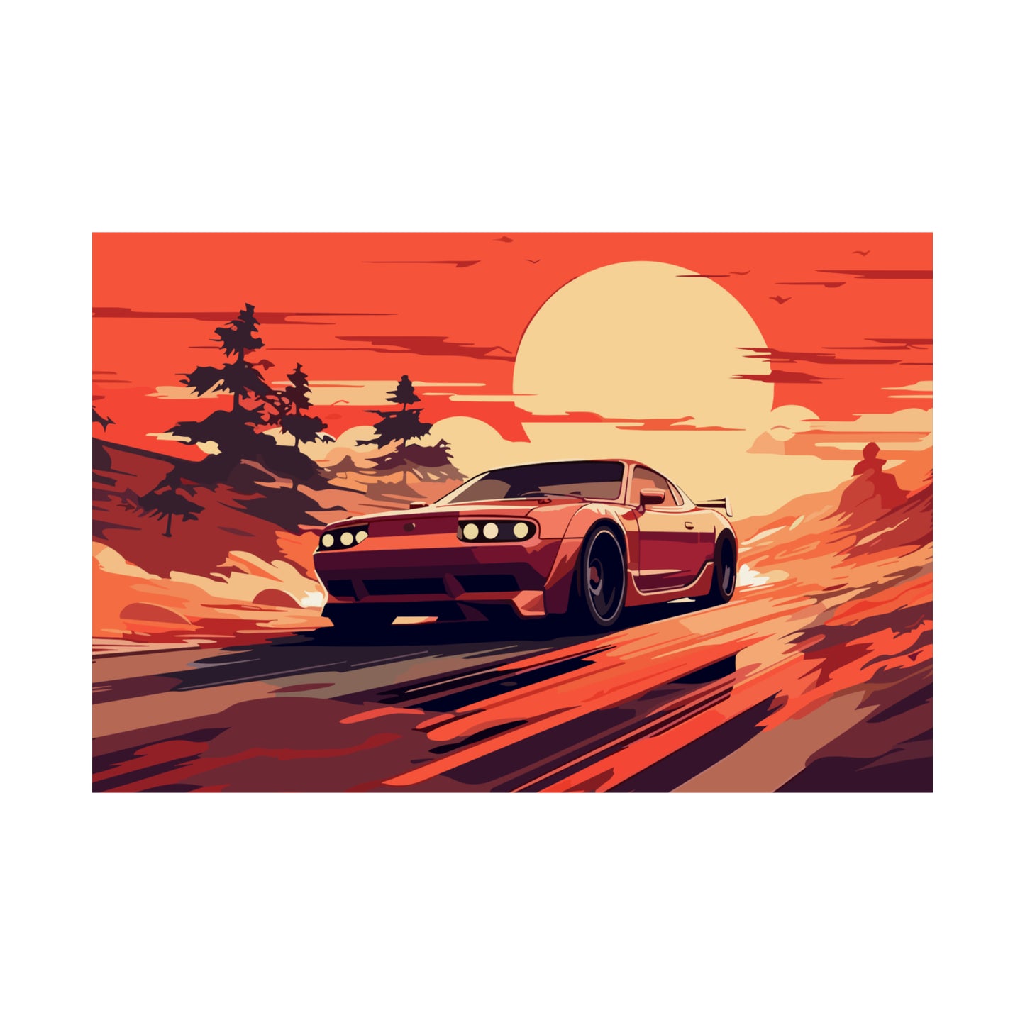 Japanese Drift Car Poster Art Print | Customizable