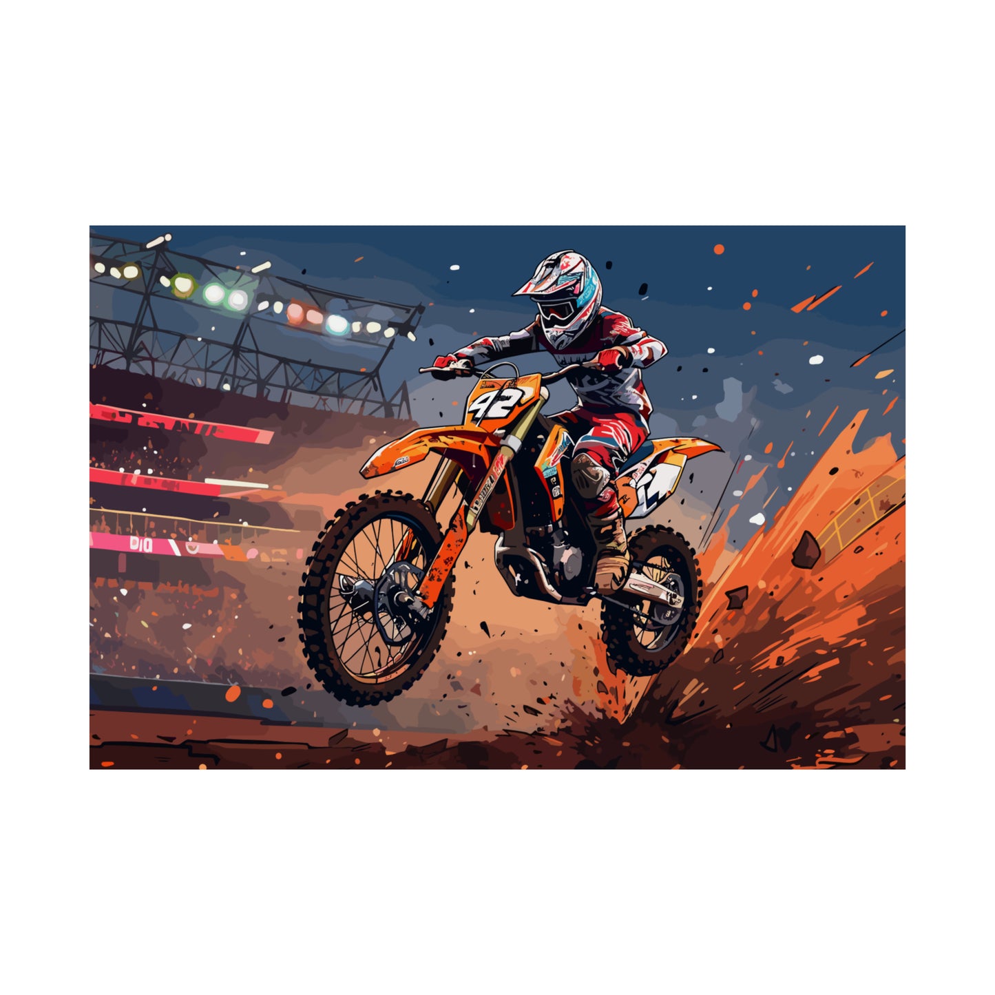 Dirt Bike Rider Art Print Poster | Unframed
