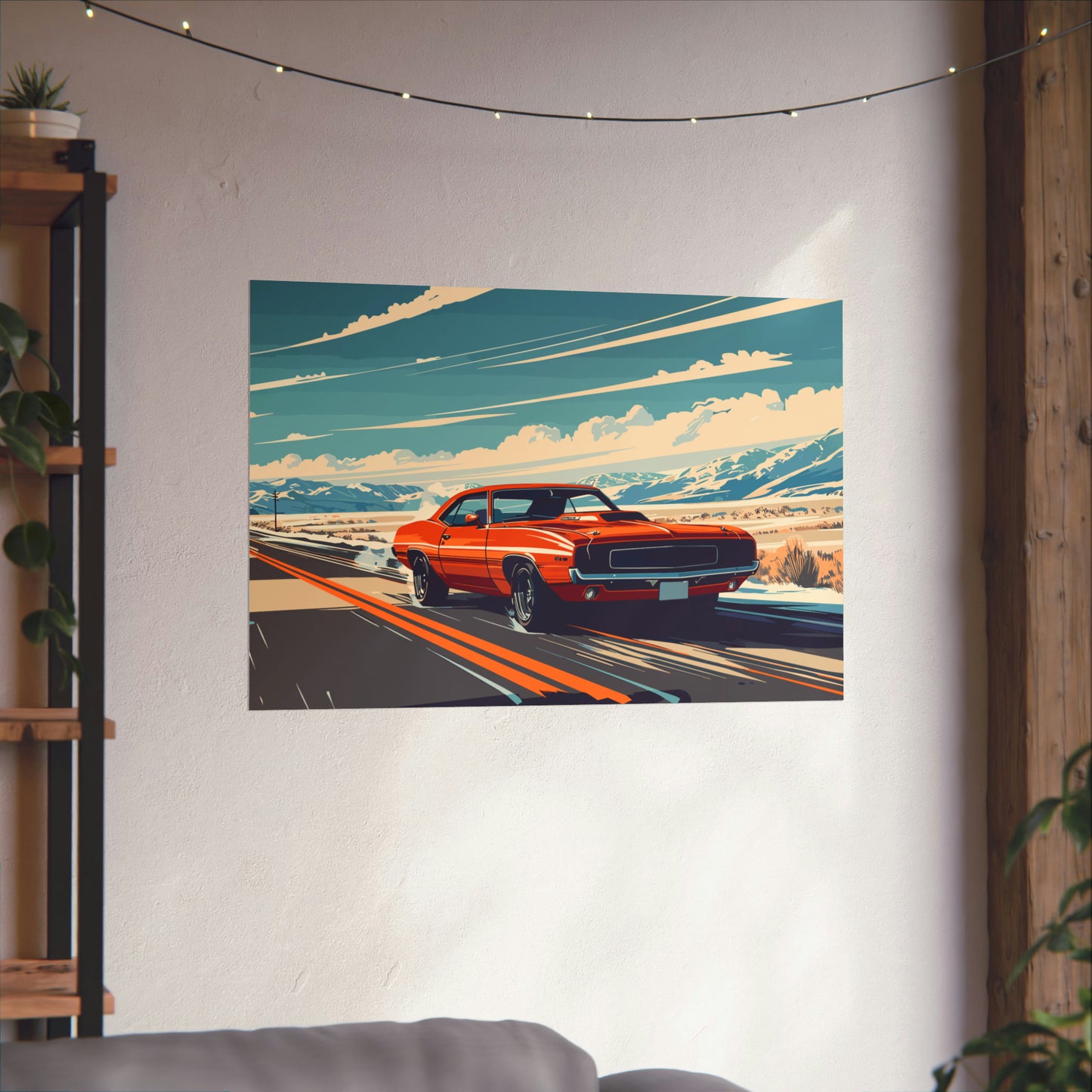 Vintage American Muscle Car Art Print Poster | Unframed
