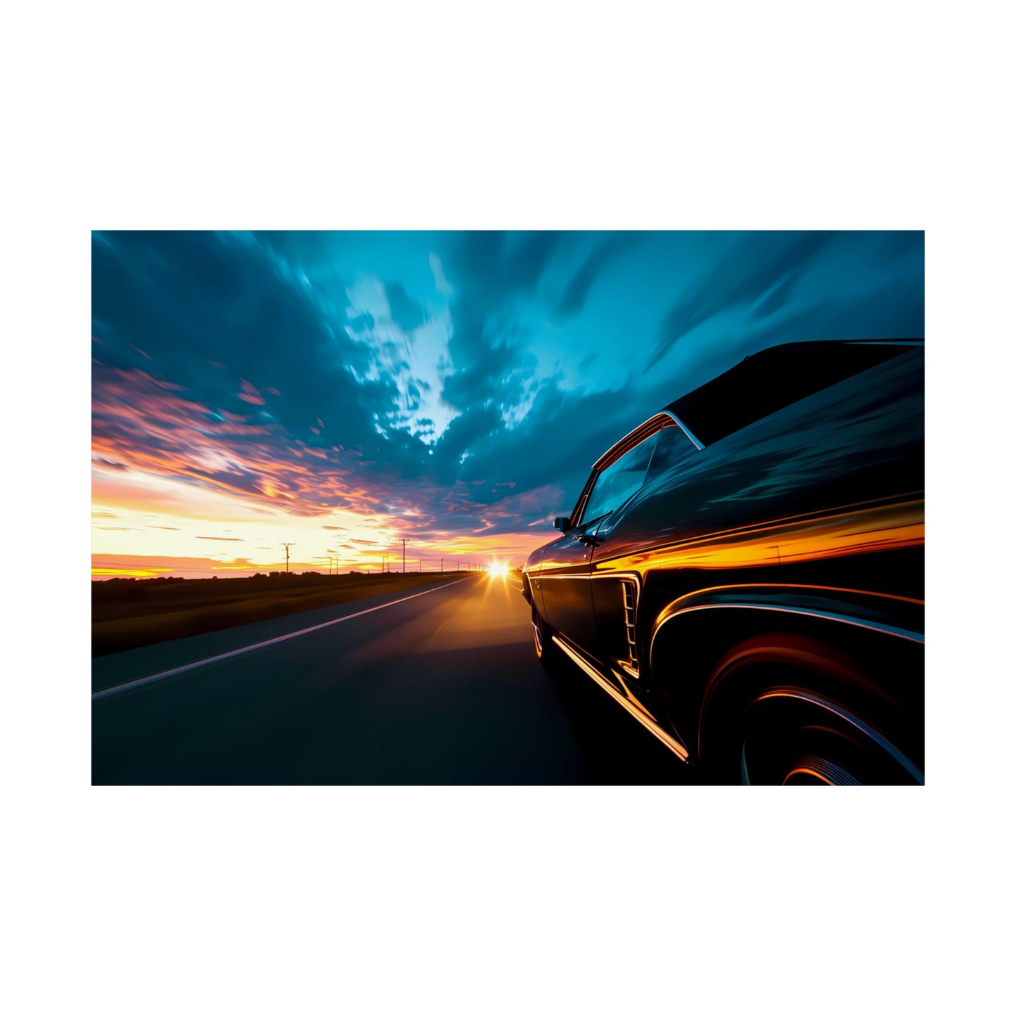 Vintage American Muscle Car Art Print Poster | Unframed