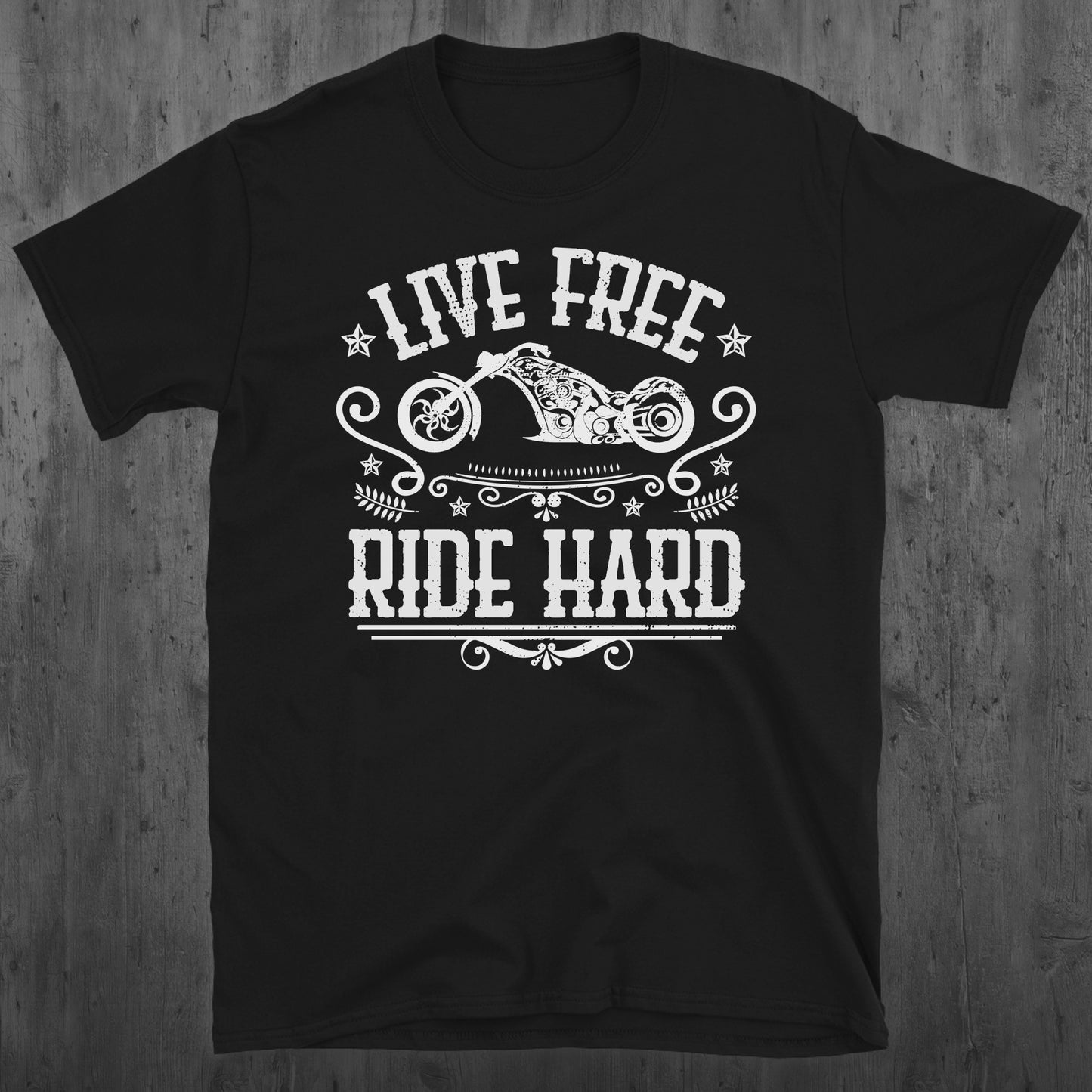 Live Free Ride Hard Chopper Motorcycle T-Shirt